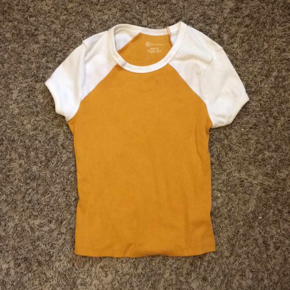 Yellow and white crop top